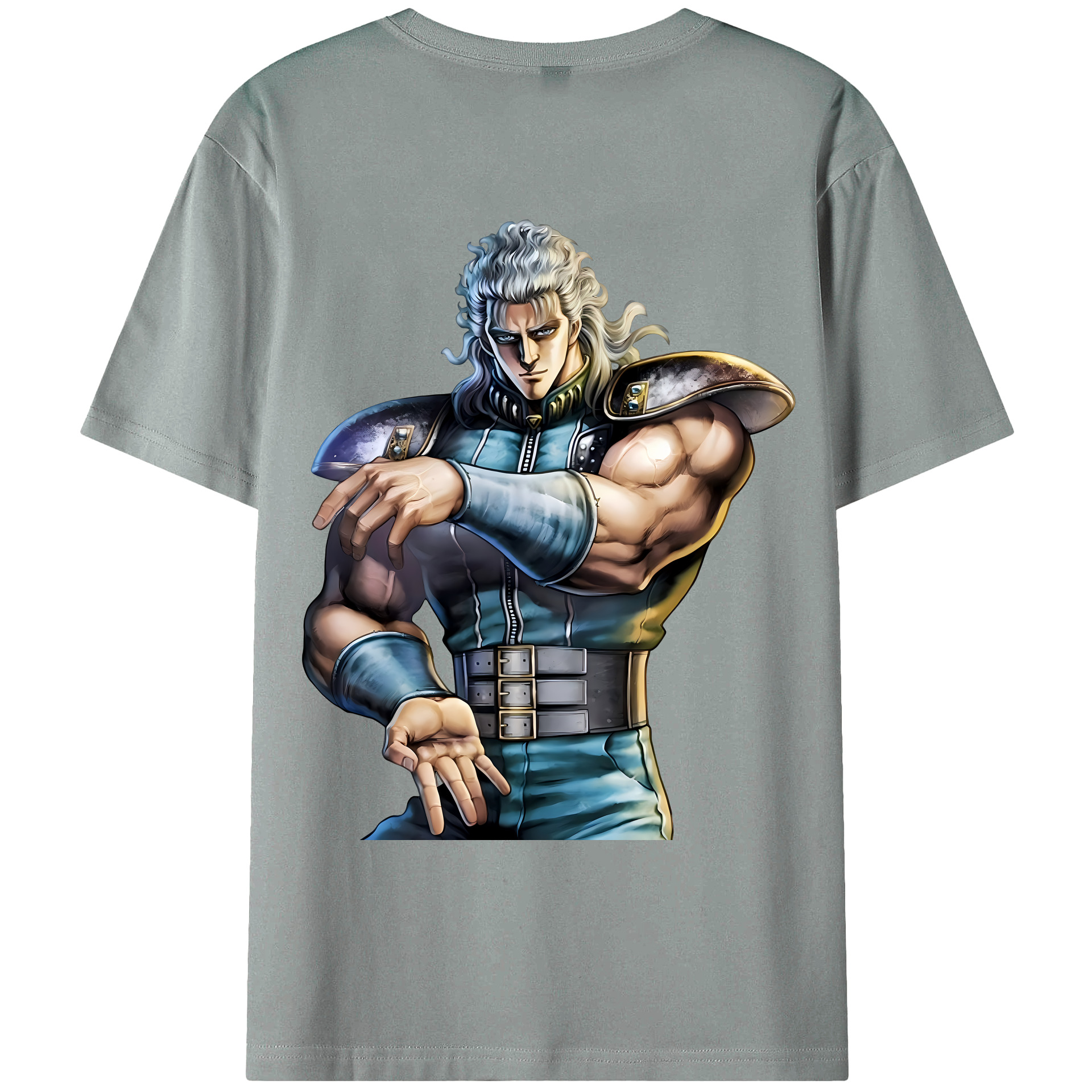 （画像用） 北斗の拳 Fist of the North Star 綿100％ メンズ半袖Tシャツ（バックプリント） 通気性